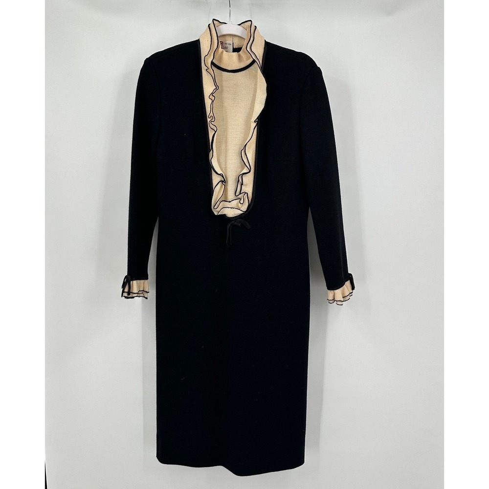 Cadillac Womens Vintage Mid Century Mod 60s Wool‎ Knit Dress Size M Elegant FLAW